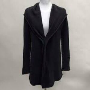 Vince Charcoal Sophie Wool/Yak Hooded Open Cardigan Size Small